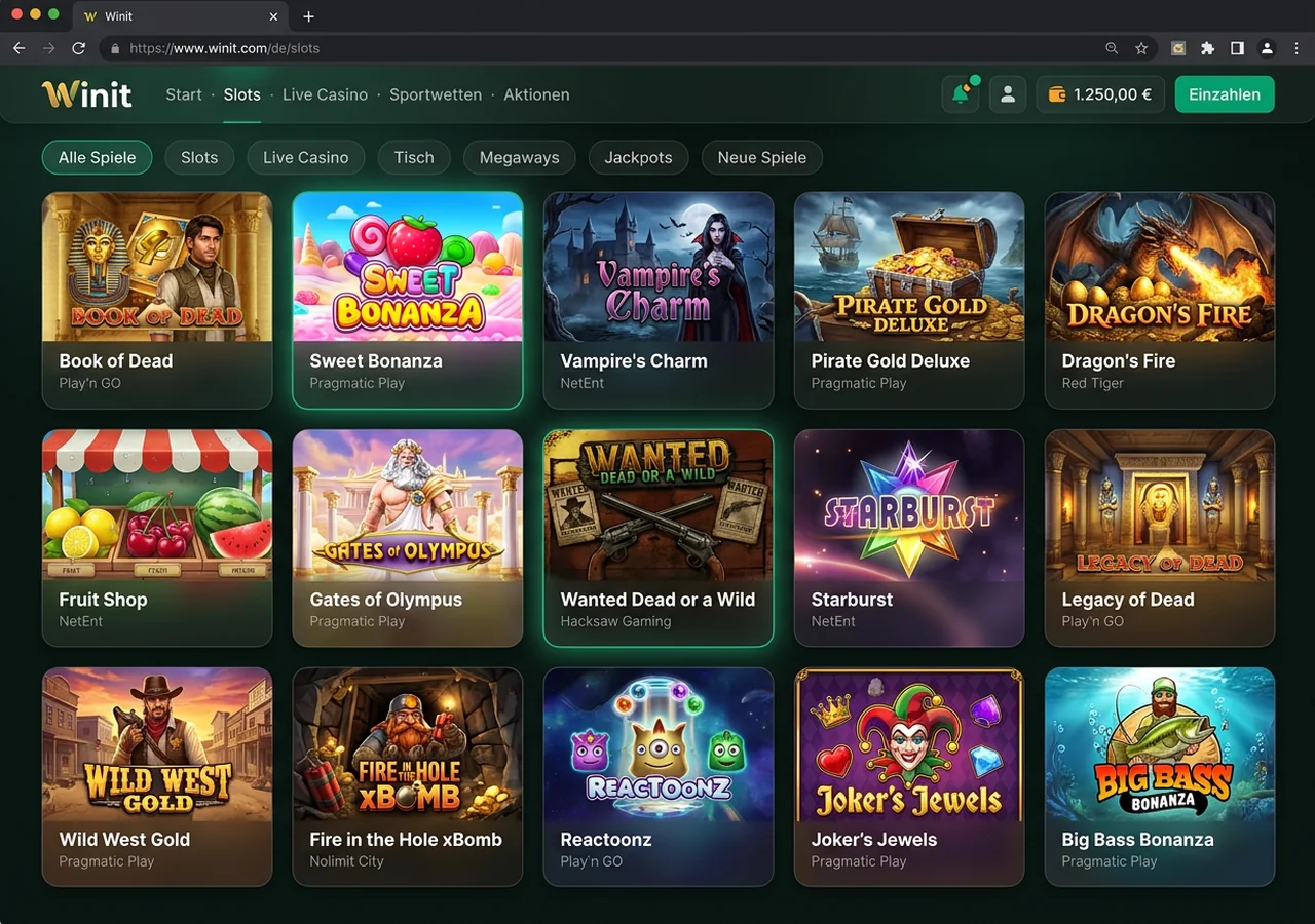 Spielangebot bei Winit – Winit